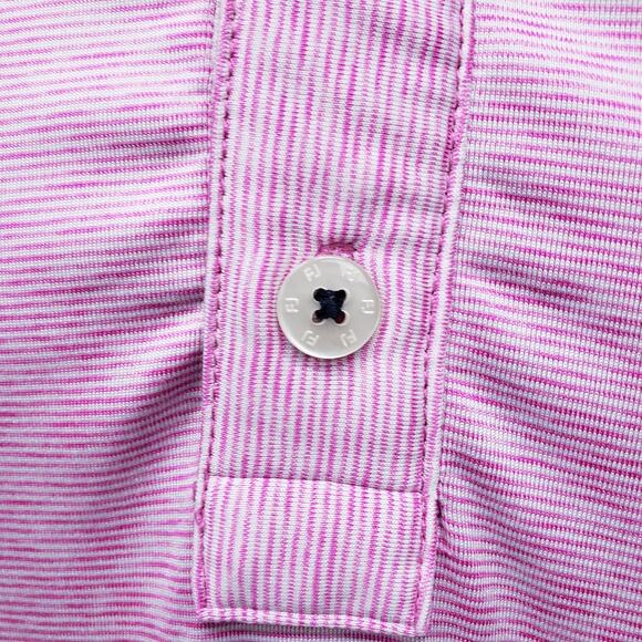 FootJoy Lisle Space Dye Microstripe Polo Shirt Men 2XL XXL Pink Club Logo - Picture 5 of 13